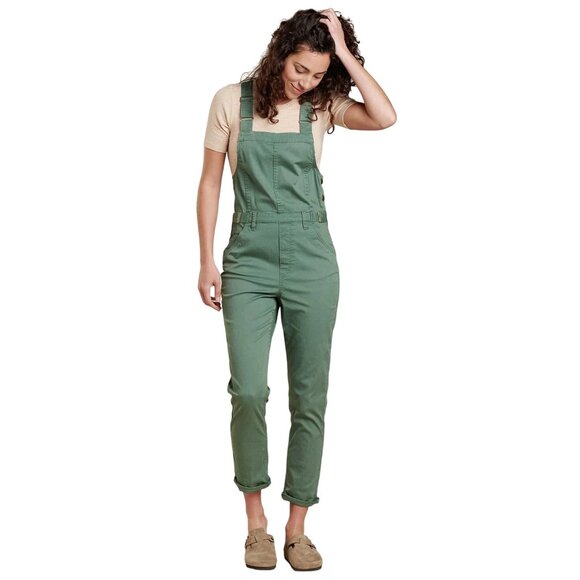Toad & Co Touchstone Overalls Duck Green Womens Size M Stretch Twill Outdoors - Picture 1 of 8
